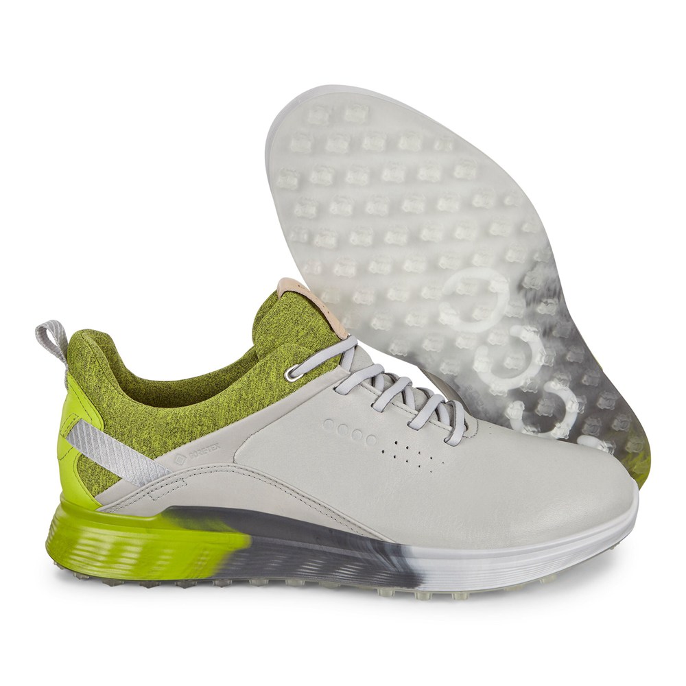 ECCO Mens Golf Shoes White/Green - S-Three Spikeless - VDR-935278